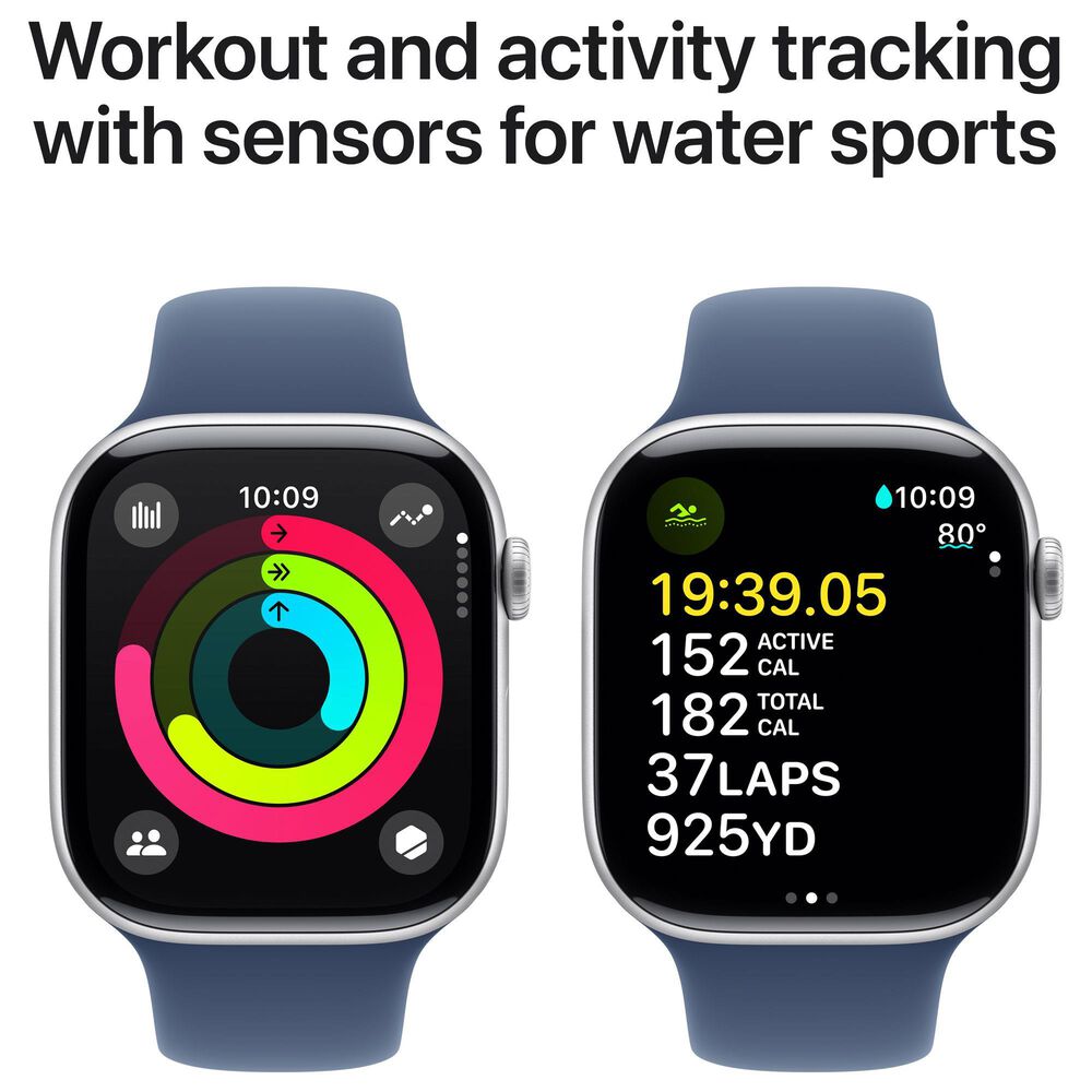 Apple Watch Series 10 GPS 46mm Silver Aluminum Case with Denim Sport Band - S/M &#40;Pre-Order&#41;, , large