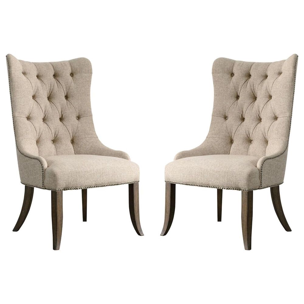 Hooker Furniture Rhapsody Dining Chair with Reclaimed Natural Legs in Beige (Set of 2), , large