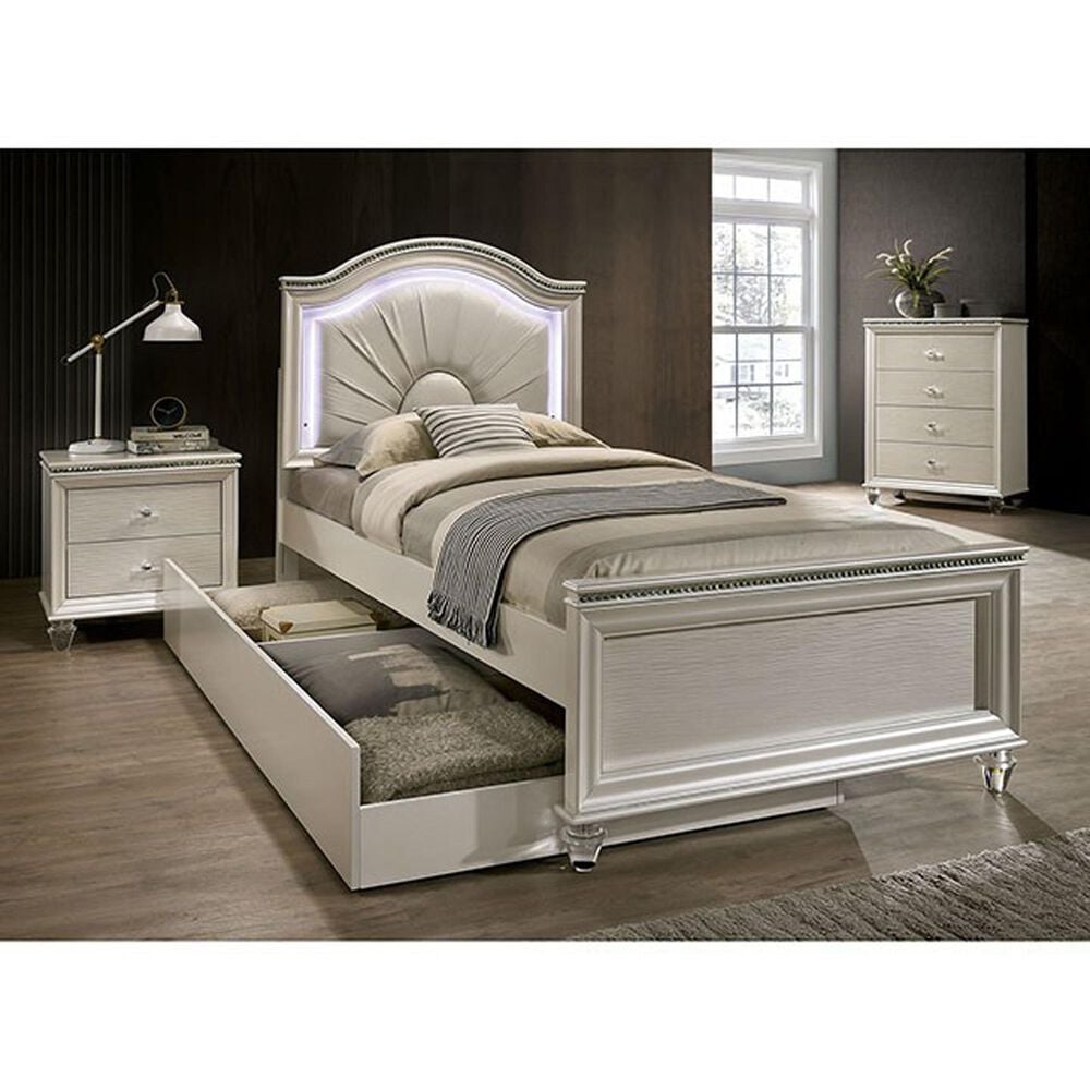 Furniture of America Allie 4-Piece Full Bedroom Set in Pearl White, , large