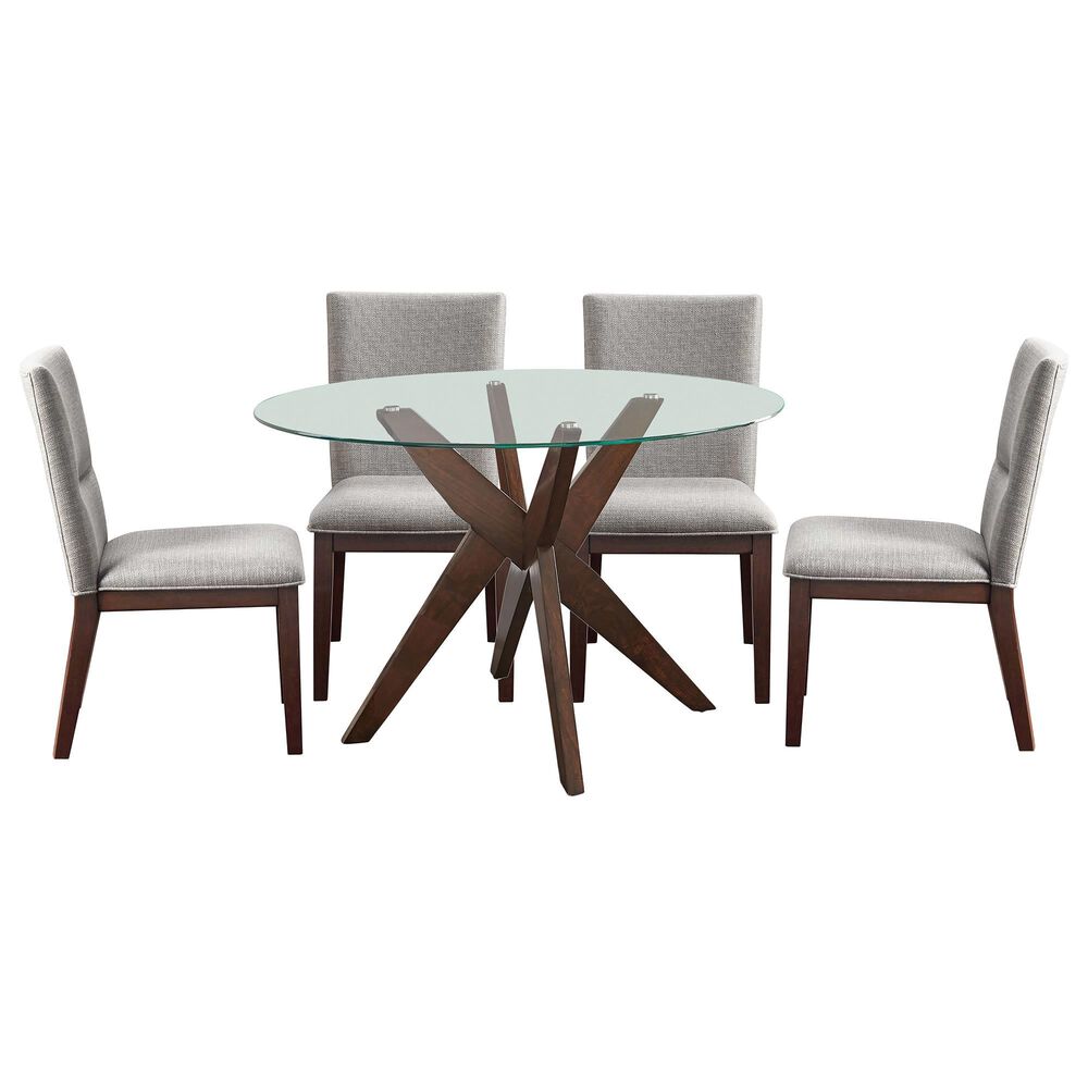 Steve Silver Amalie 5-Piece Round Dining Set in Clear and Walnut, , large
