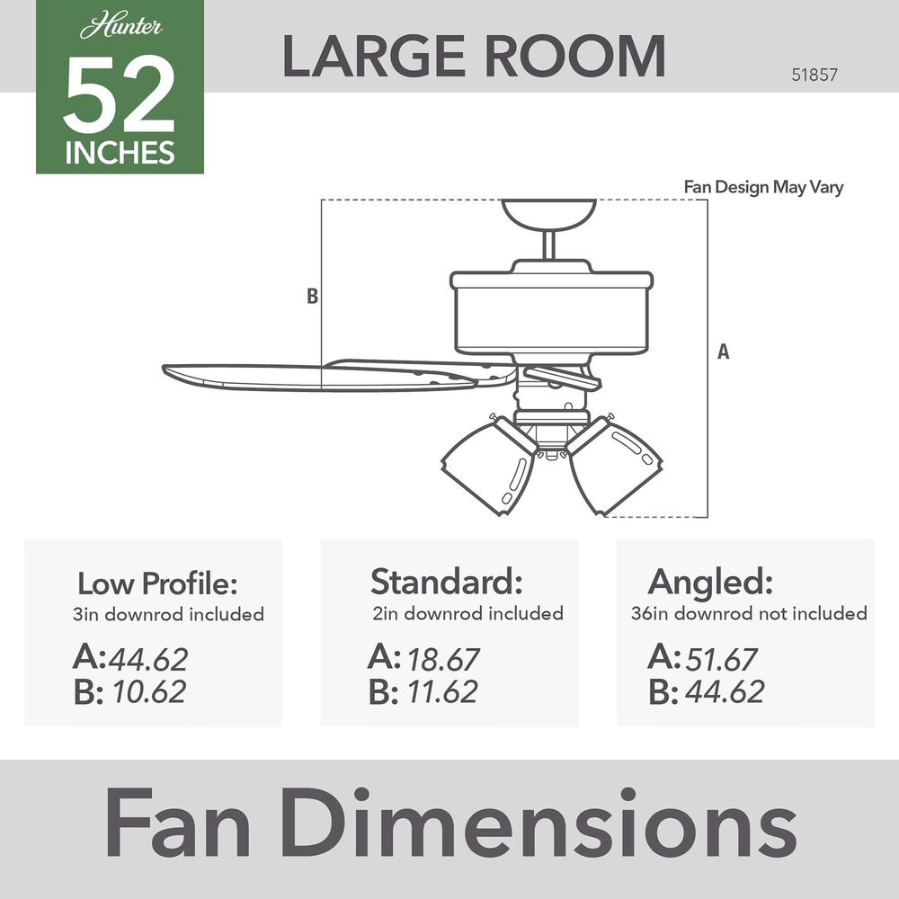 Hunter Crestfield 52&quot; Remote Ceiling Fan with LED Lights in Matte Silver, , large