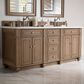 James Martin Bristol 72" Double Bathroom Vanity in Whitewashed Walnut with 3 cm Arctic Fall Solid Surface Top and Rectangle Sink, , large