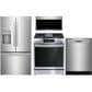 Frigidaire 4 PC Kitchen Package with 27.8 Cu. Ft. French Door Refrigerator, 30" Front Control Gas Range with Total Convection, 1.9 Cu. Ft. Over-The-Range Microwave with Sensor Cook, and 24" Built-In Dishwasher in Stainless Steel, , large