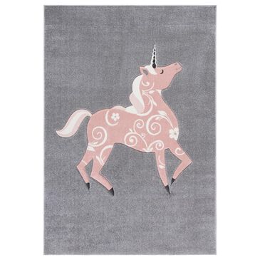 Safavieh Carousel Animals 5"3" x 7"6" Grey and Pink Kids  Area Rug, , large