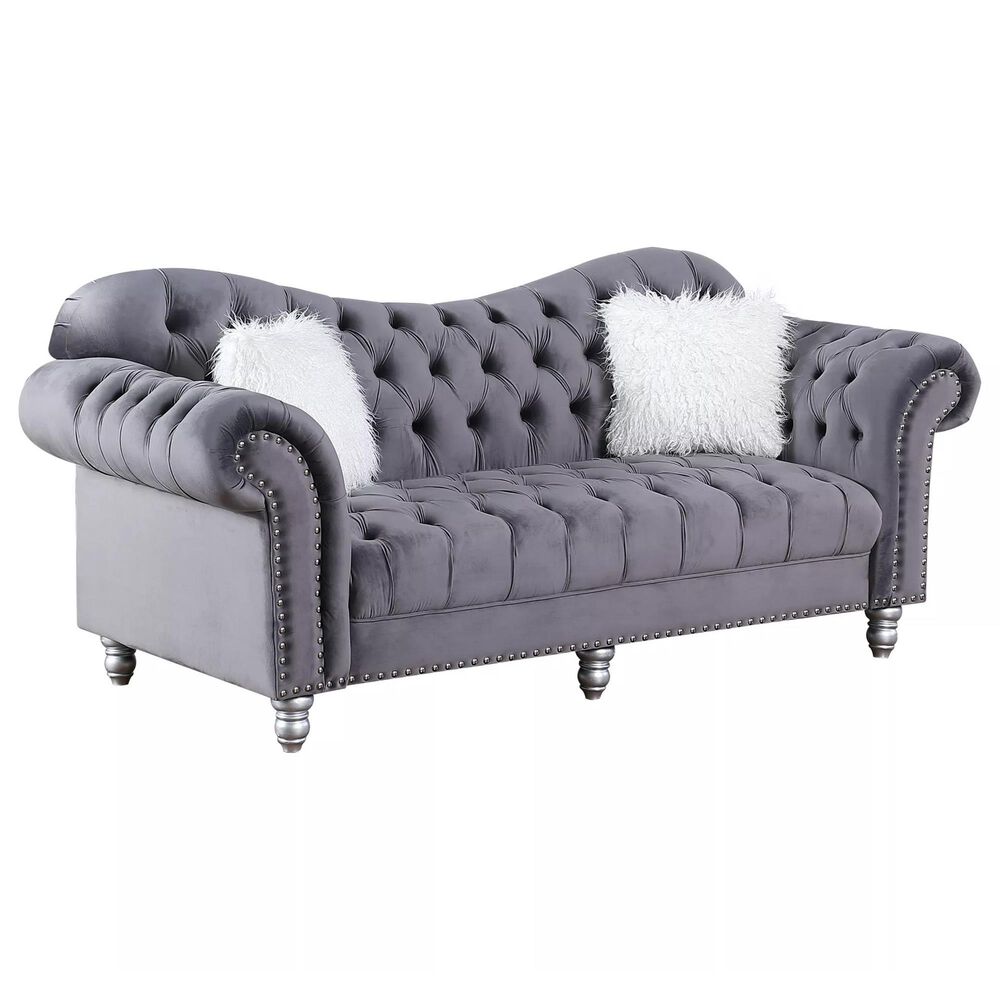 Morden Fort America Stationary Sofa in Gray Velvet, , large