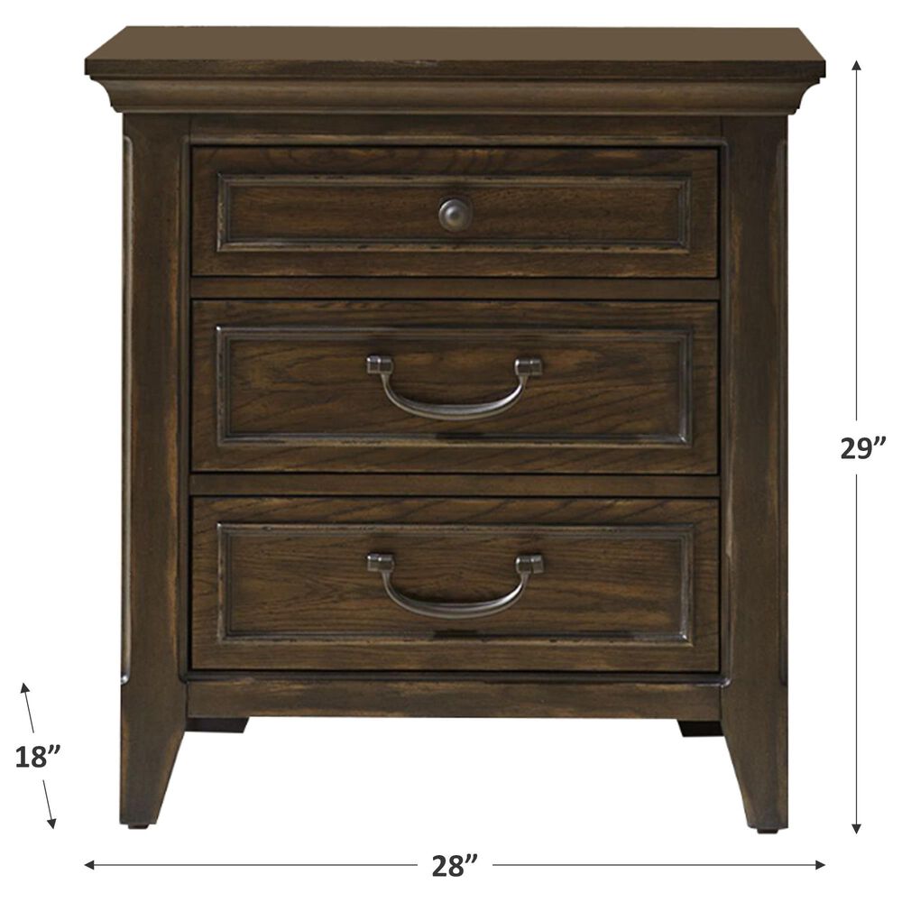 Belle Furnishings Paradise Valley 3-Drawer Nightstand in Saddle Brown with USB Ports, , large