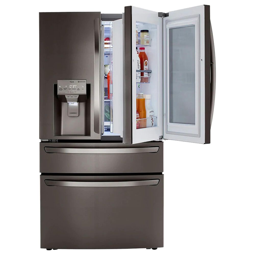 LG 2-Piece Kitchen Package with 22.3 Cu. Ft 4-Door French Door Refrigerator and Single Door Freezer in Black Stainless Steel, , large