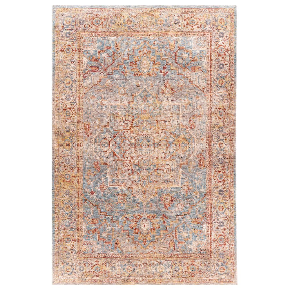 Surya Mirabel 10" x 14" Teal, Aqua, Gray, Burnt Orange, Olive and Beige Area Rug, , large