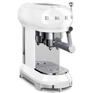 Smeg 33.81 Oz Espresso Manual Coffee Machine in White and Polished Chrome, , large