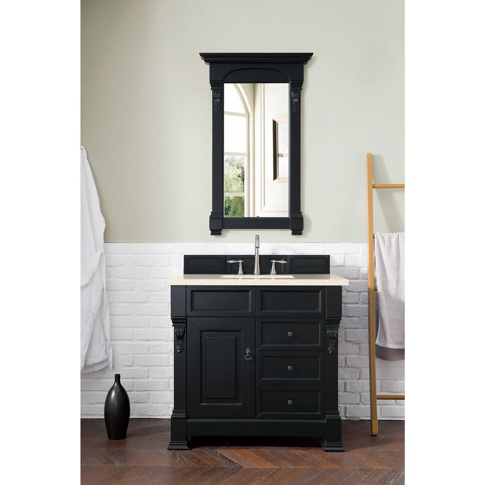 James Martin Brookfield 36&quot; Single Bathroom Vanity in Antique Black with 3 cm Eternal Marfil Quartz Top and Rectangle Sink, , large