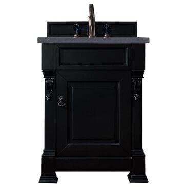 James Martin Brookfield 26" Single Bathroom Vanity in Antique Black with 3 cm Charcoal Soapstone Quartz Top and Rectangle Sink, , large