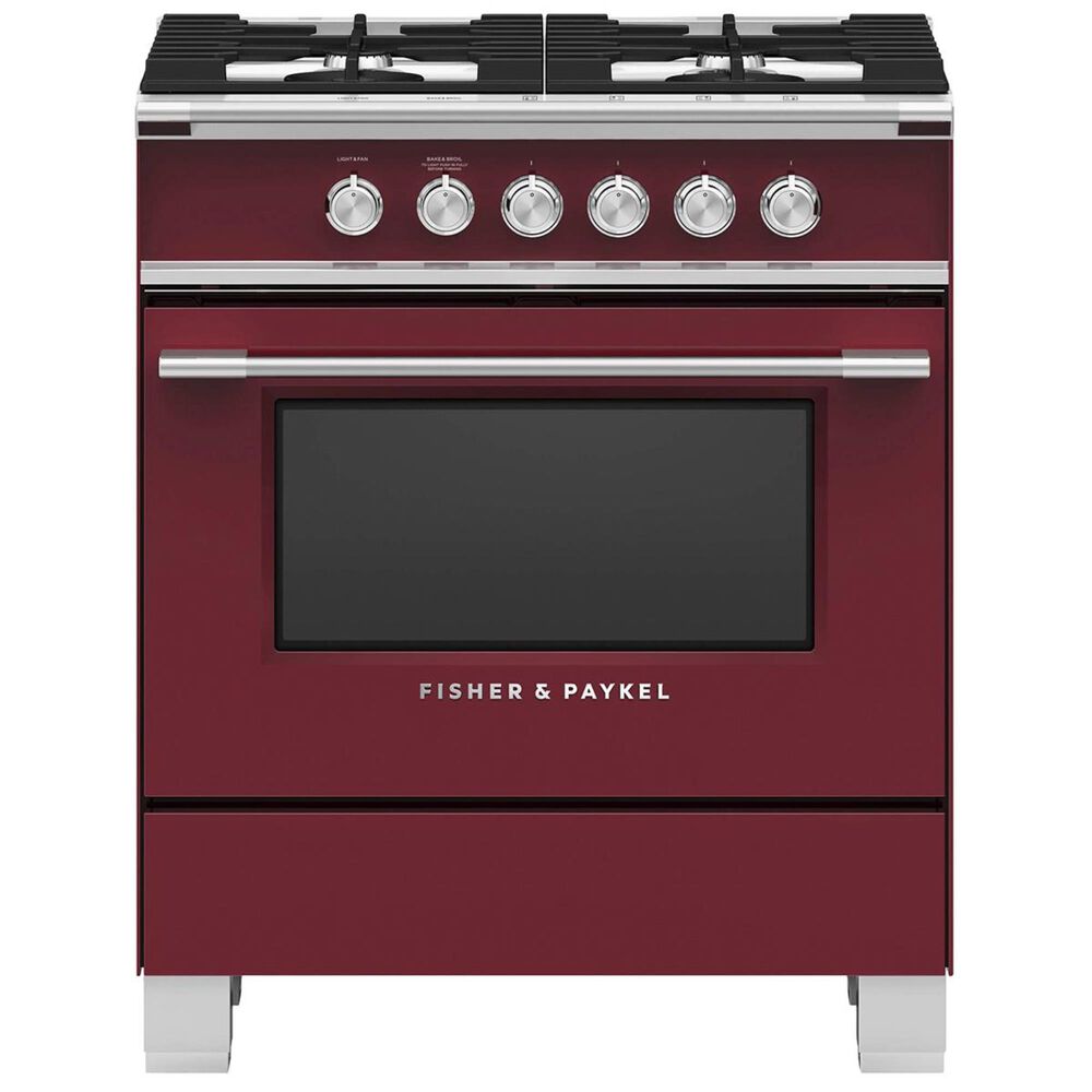 Fisher and Paykel 30" Freestanding Classic Dual Fuel Range in Red, , large