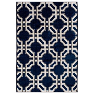 Central Oriental Terrace Tropic Dolliver 6"7" x 9"6" Sapphire Area Rug, , large