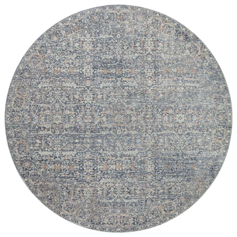 Angela Rose Blake 7"10" Round Denim and Taupe Area Rug, , large