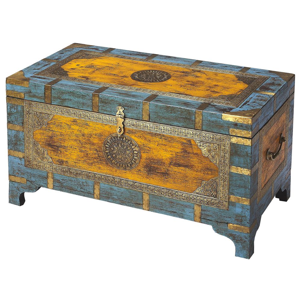 Butler Nador Storage Trunk in Blue and Gold, , large