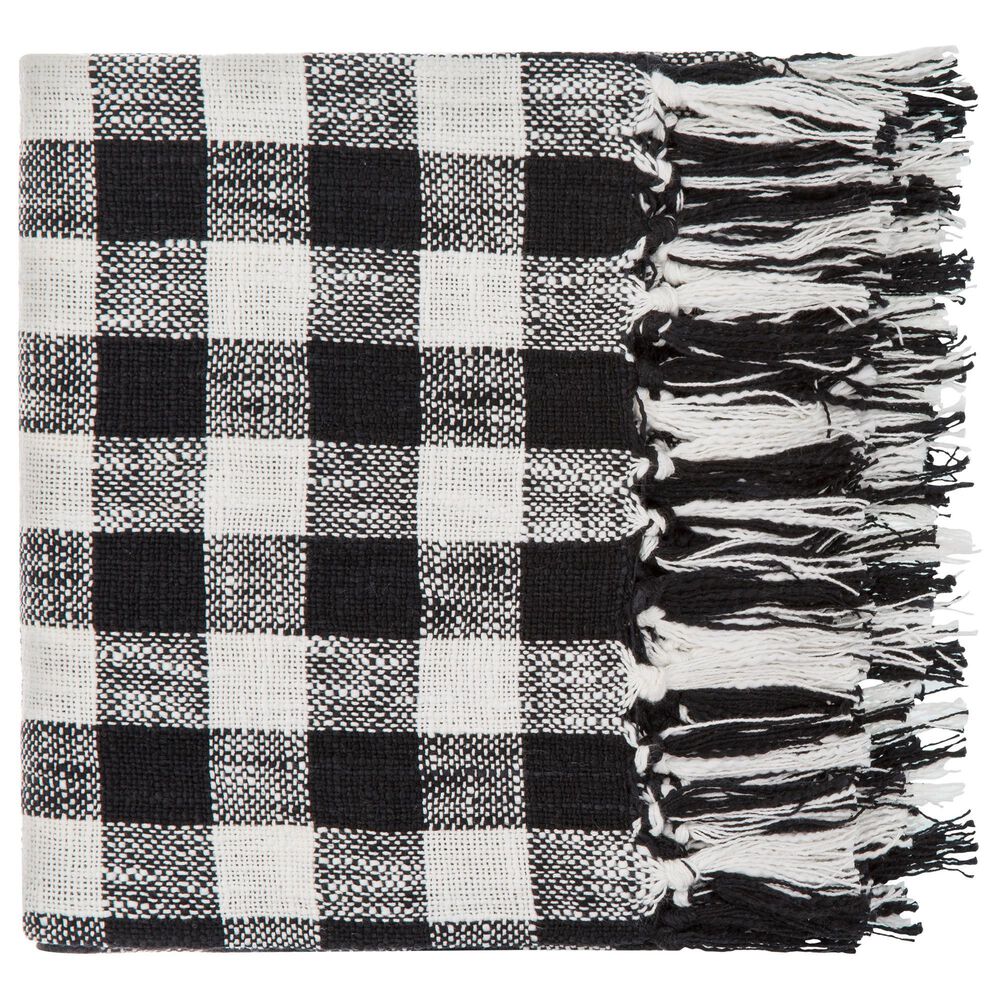 Surya Briar 50&quot; x 60&quot; Plaid Throw in Black and White, , large