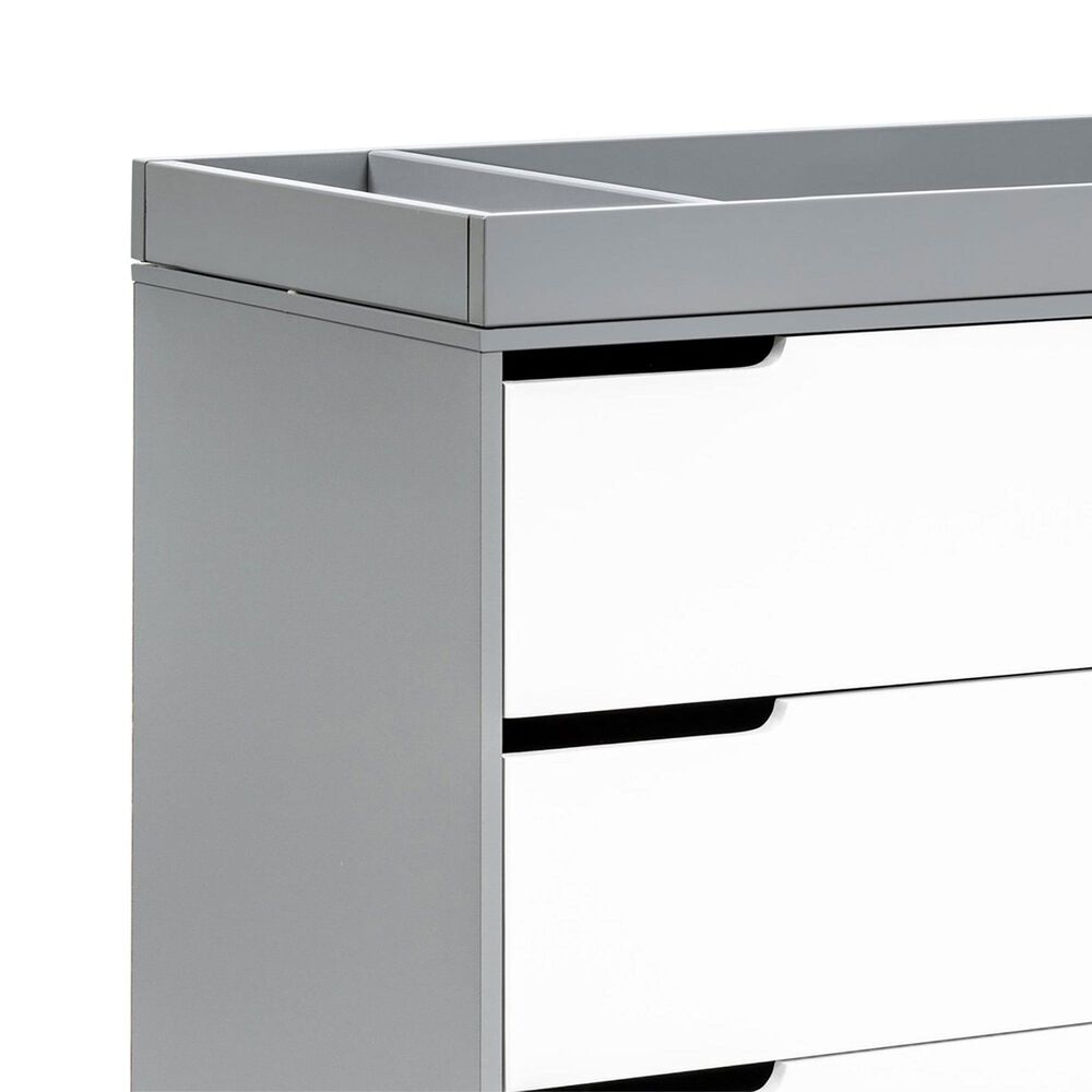 Babyletto Hudson 3 Drawer Changer Dresser in Grey and White, , large