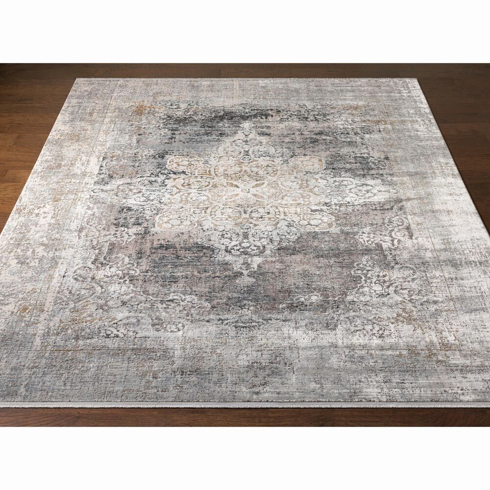 Surya Solar 9&#39;6&quot; x 13&#39; Black, Charcoal, Saffron, White and Light Gray Area Rug, , large