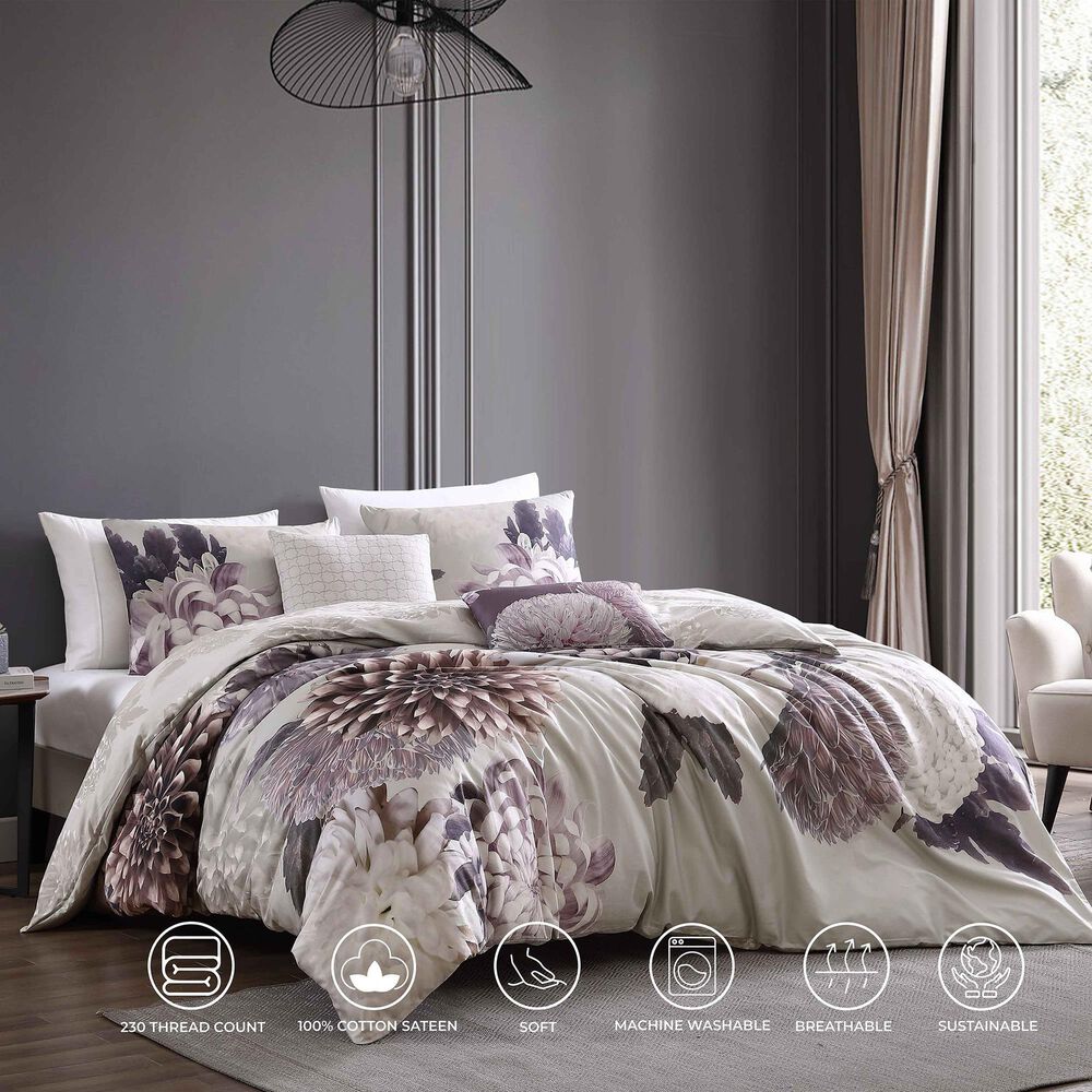 Bebajen Zako Bloom 5-Piece King Comforter Set in Purple, , large