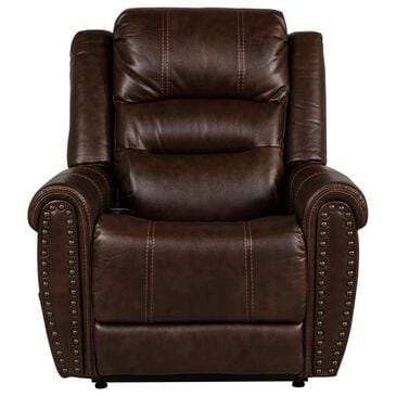 Flexsteel Oscar Power Lift Recliner with Power Lumbar and Headrest in Brown, , large