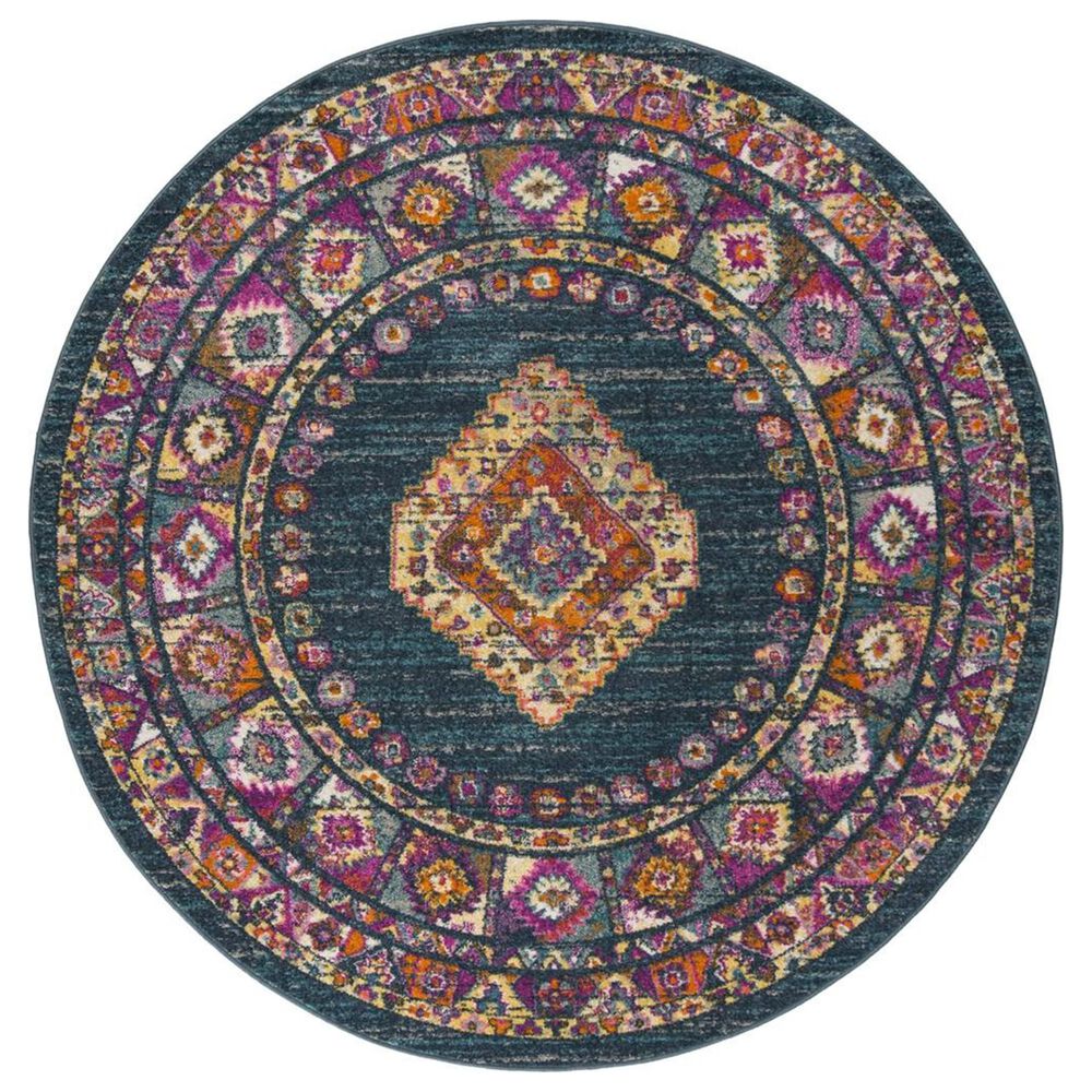 Safavieh Madison MAD133C 5"1" Round Blue and Fuchsia Area Rug, , large