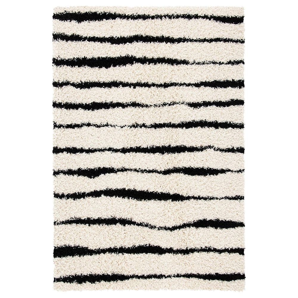 Safavieh Venus Shag VNS603A 4" x 6" Ivory and Black Area Rug, , large