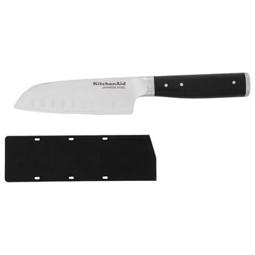 KitchenAid Gadgets Gourmet 5" Santoku Knife with Protective Cover in Stainless Steel and Black, , large