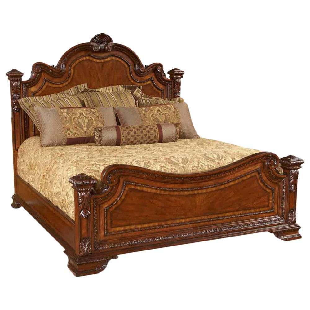 Vantage Old World King Estate Panel Bed in Medium Cherry, , large