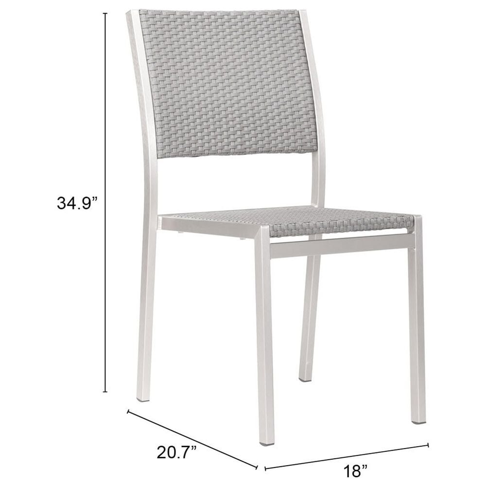 Zuo Modern Metropolitan Armless Chair in Silver &#40;Set of 2&#41;, , large