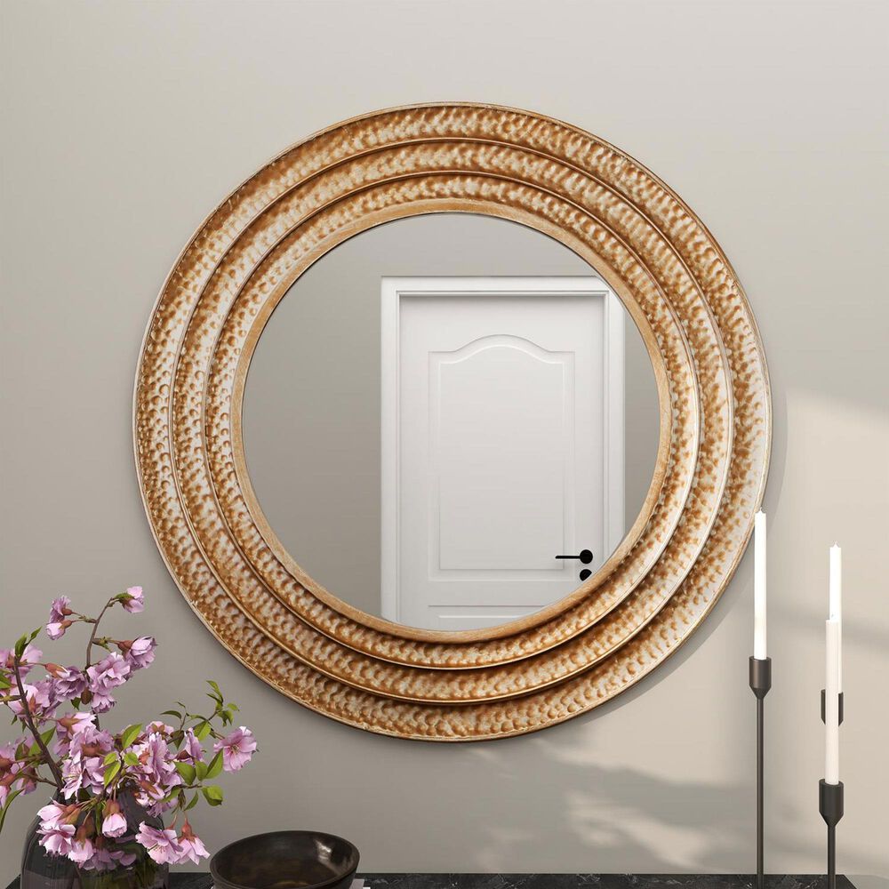 Maple and Jade Glam Metal Wall Mirror in Gold, , large