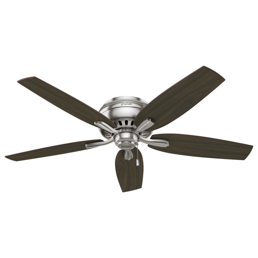 Hunter Newsome Low Profile 52&quot; Ceiling Fan with Lights in Brushed Nickel, , large