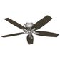 Hunter Newsome Low Profile 52" Ceiling Fan with Lights in Brushed Nickel, , large