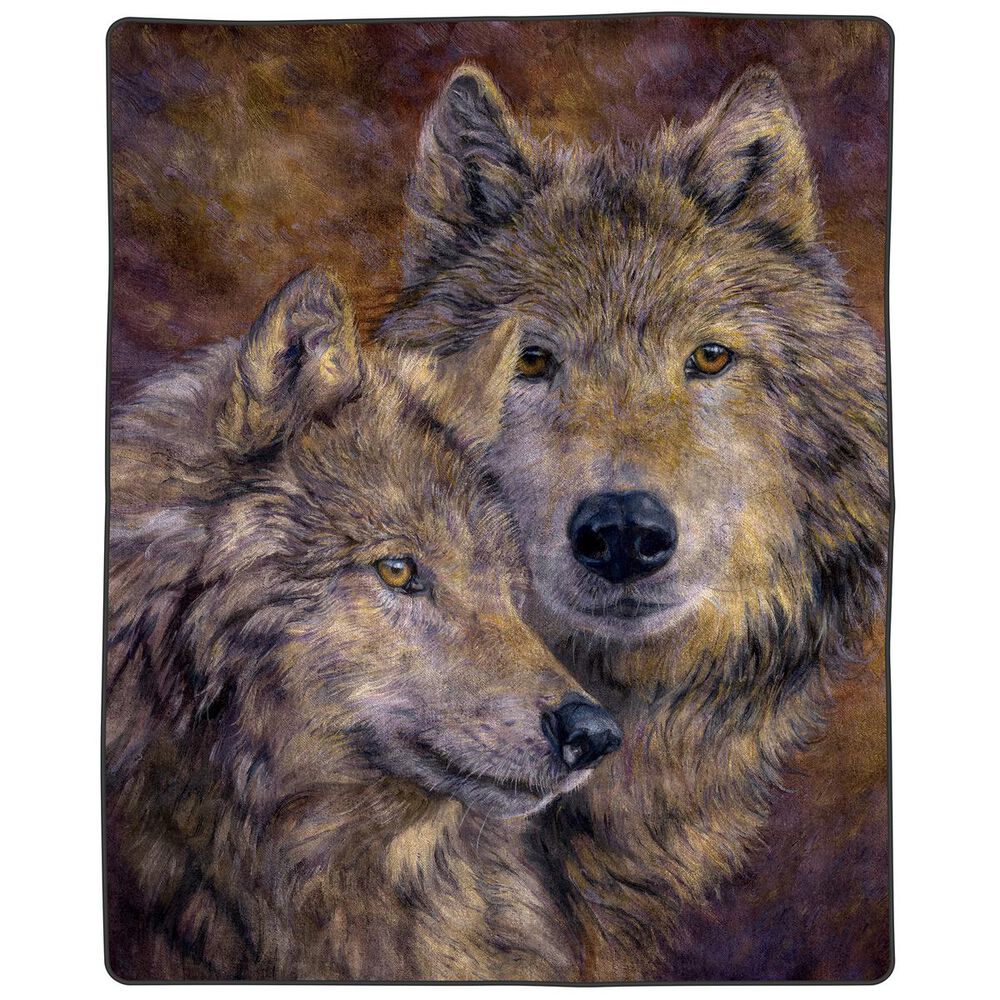 Timberlake Lavish Home Pair of Wolves Pattern Fleece, , large