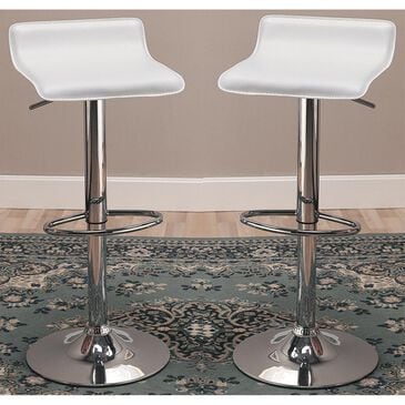 Pacific Landing Adjustable Barstool with White Seat in Chrome - Set of 2, , large