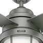 Hunter Searow 54" Outdoor Ceiling Fan with LED Lights in Matte Silver, , large