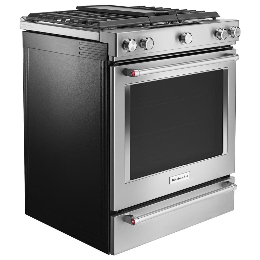 KitchenAid 30&quot; 5-Burner Dual Fuel Convection Slide-In Range with Baking Drawer in Stainless Steel, , large