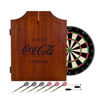 Timberlake Coca-Cola Engraved Logo Wood Dart Cabinet Set, , large