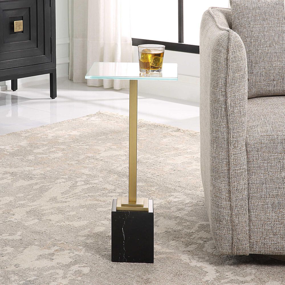 Martini Side Table with White Marble Base + Reviews