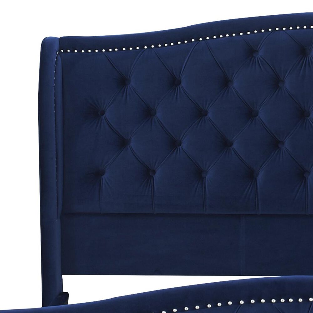 Jennifer Taylor Home Marcella Tufted Wingback Queen Bed In Navy Blue Nebraska Furniture Mart 5162