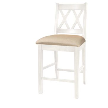 Fleming Furniture Co. Lillian 24" Pigeon Upholstered X-Back Stool in Ivory White, , large