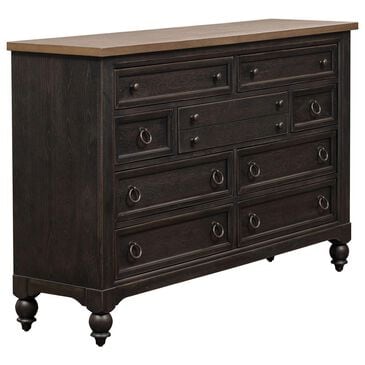 Belle Furnishings 9-Drawer Dresser in Black and Dusty Taupe, , large