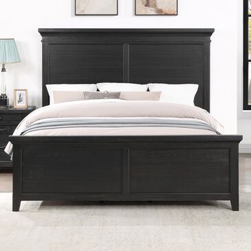 Davis International Queen Panel Bed in Lightly Distressed Black, , large