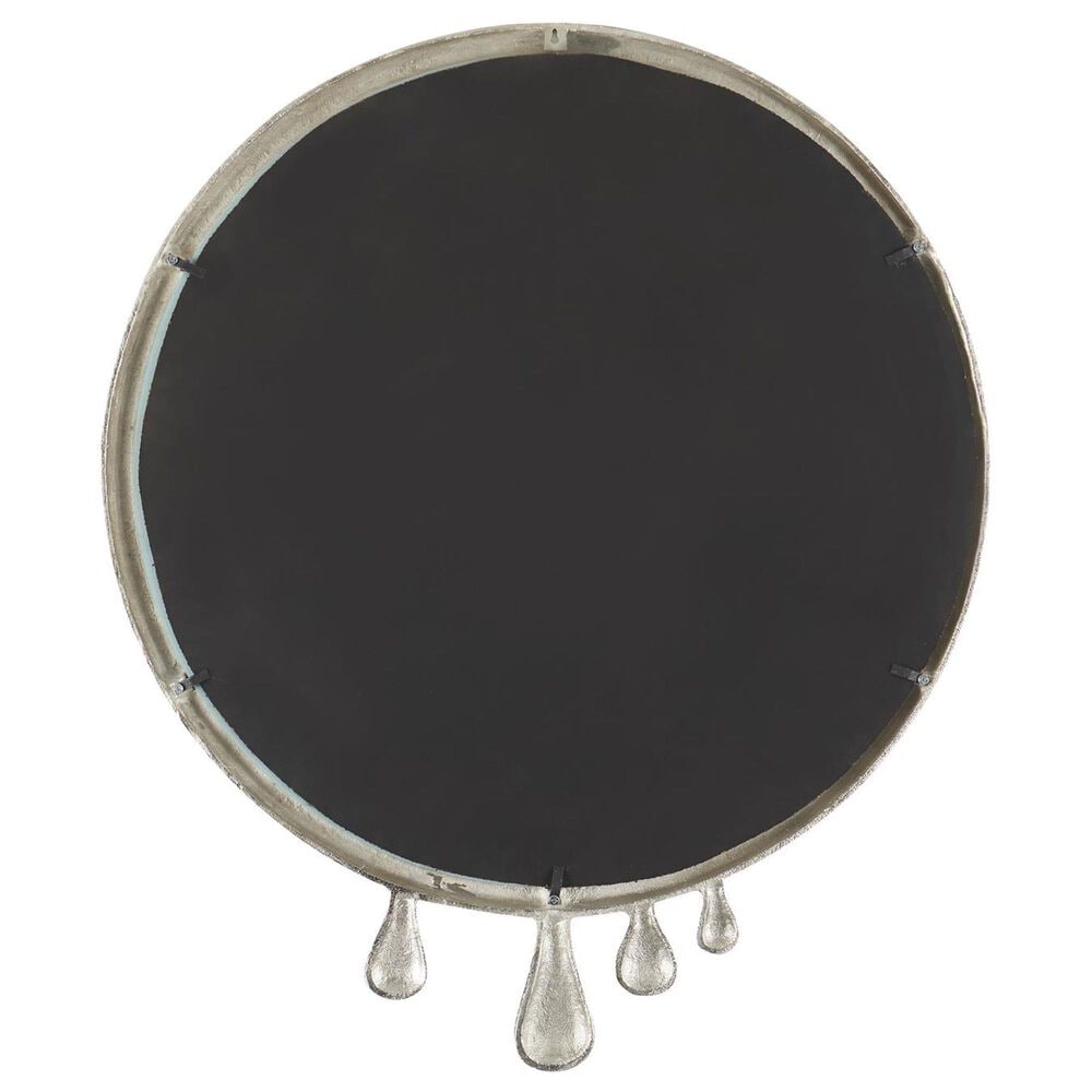 Maple and Jade Round Aluminum Wall Mirror in Silver, , large