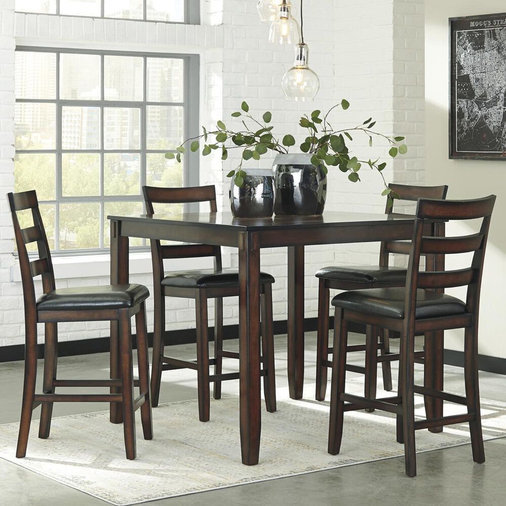 Signature Design by Ashley Coviar 5-Piece Counter Height Dining Set in Brown, , large