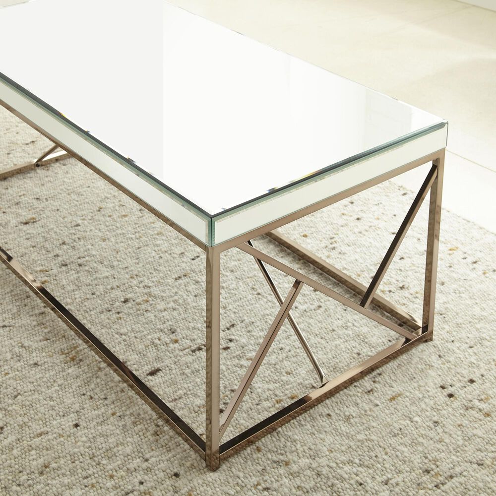 Steve Silver Evelyn Cocktail Table in Copper and Glass, , large