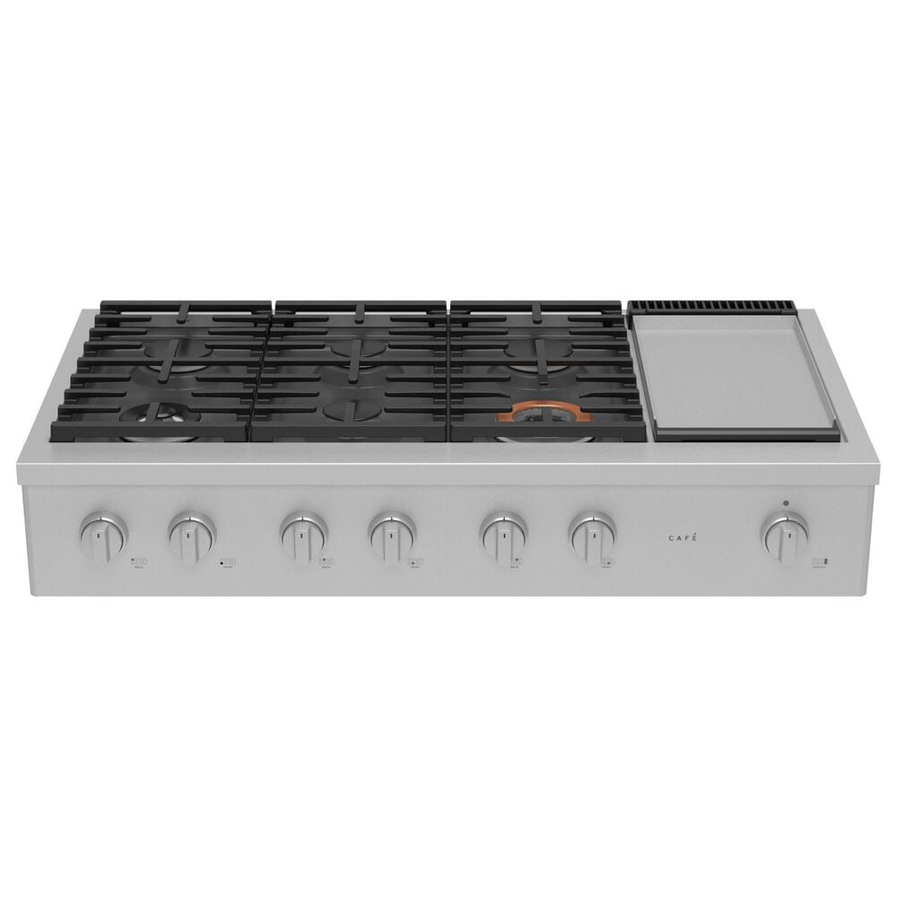 Cafe 48&quot; Natural Gas Rangetop with Integrated Griddle in Stainless Steel and Brushed Stainless, , large