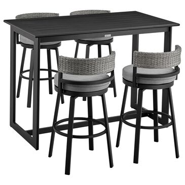 Blue River Encinitas 5-Piece Patio Bar Table Set in Black, , large