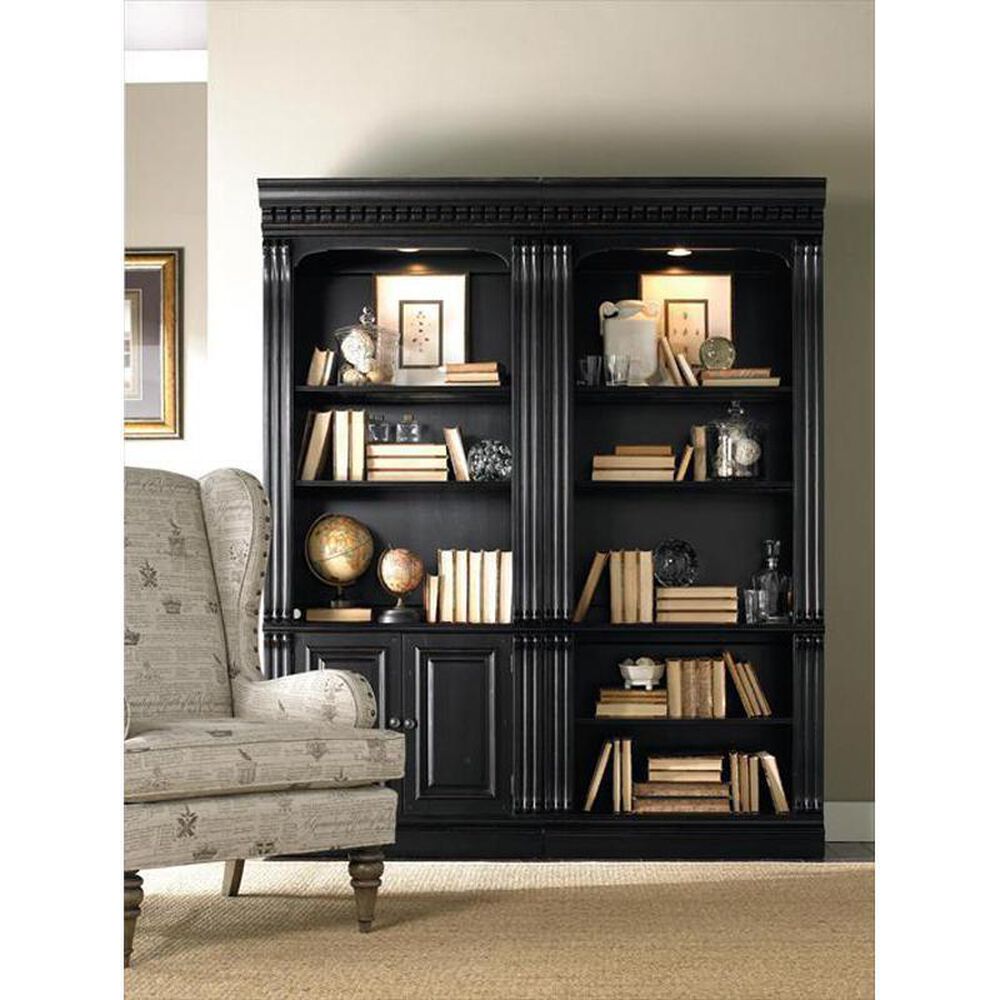 Hooker Furniture Telluride Door Bunching Bookcase in Black with Reddish Brown Rub-Through, , large