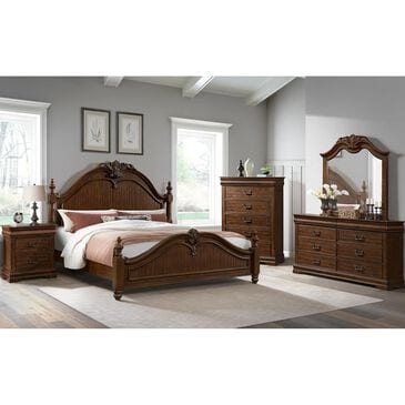 Mayberry Hill Northridge Queen Poster Bed and 2 Nightstands in Cherry Brown, , large