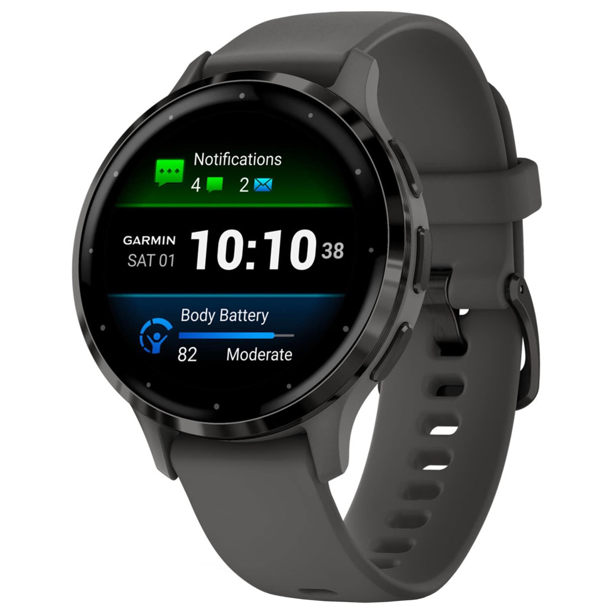 Garmin Venu 3S Smartwatch 41mm Slate Stainless Steel Bezel Pebble